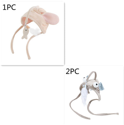 Head-Wear Feather Cat Toy Stick