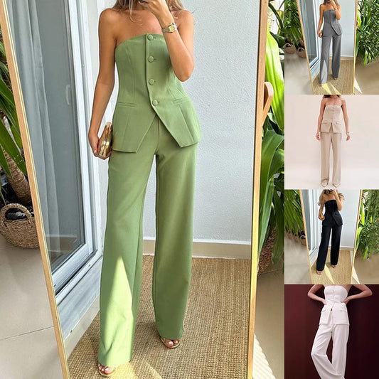 Women’s Tube Top & Straight Pants Set