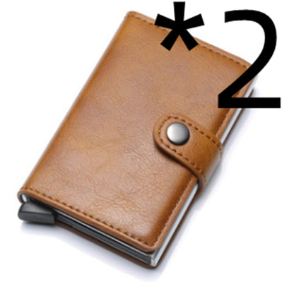 RFID Vintage Men’s Wallet – Aluminum Card Holder with Leather Cover