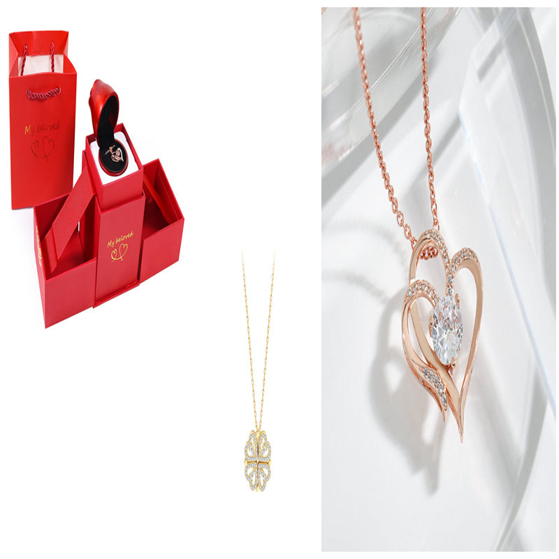 Women’s Zircon Four-leaf Clover Necklace – Multi-Wear Detachable Clavicle Chain