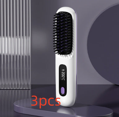 2-in-1 Wireless Hair Straightener Comb – Portable USB Hot Curler