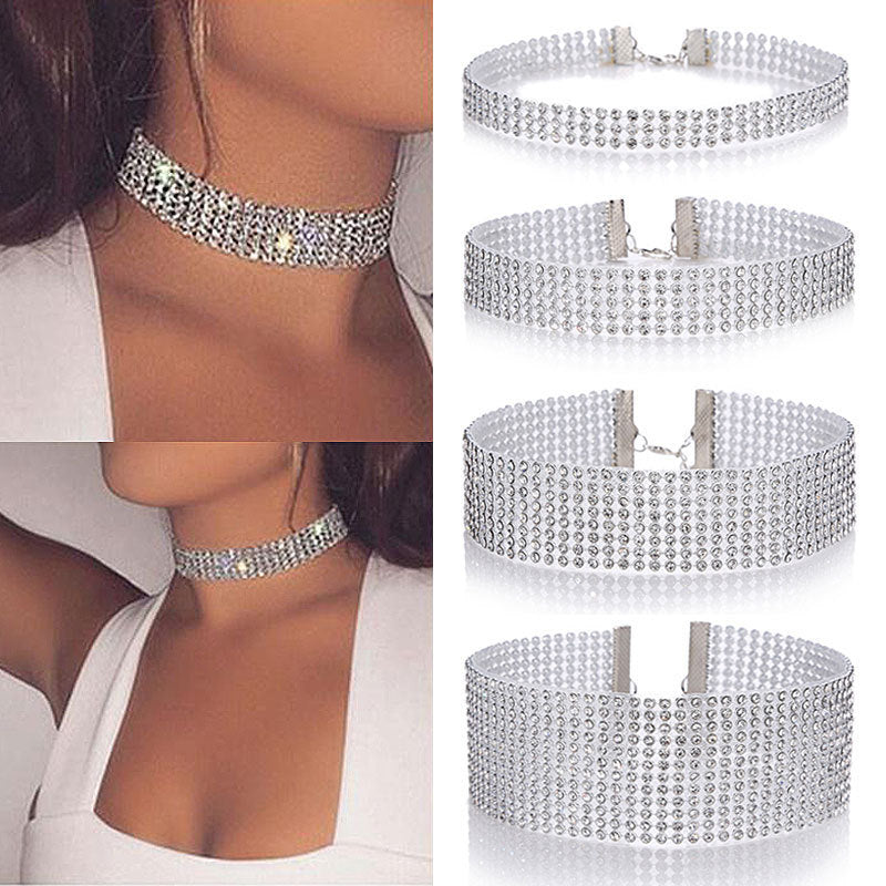 Women’s Crystal Rhinestone Choker Necklace – Wedding Jewelry