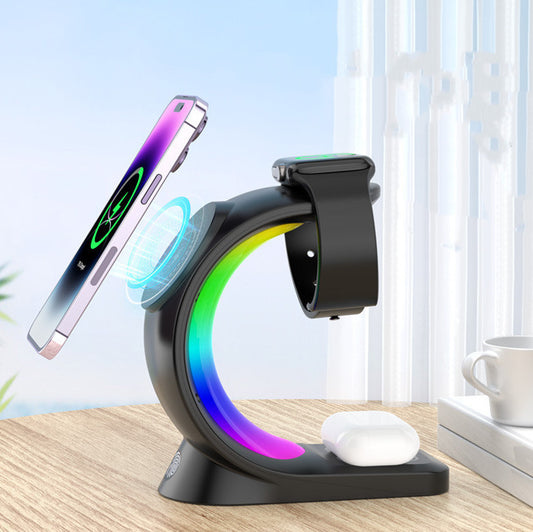 3-in-1 Magnetic Wireless Charger with Fast Charging for Phone, AirPods, iPhone, and Watch