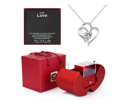 Red Apple Jewelry Box – Eternal Rose Gift for Women