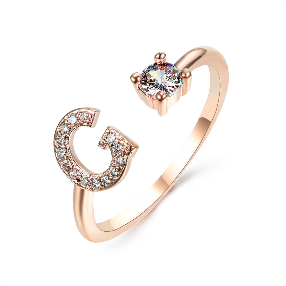 Adjustable Initial Letter Ring for Women – Elegant Fashion Jewelry