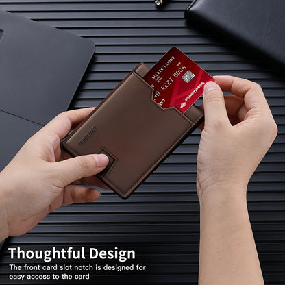 Men’s Genuine Leather RFID Bifold Wallet – Slim Front Pocket