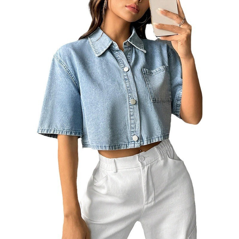 Women’s Denim Waistcoat – Short Sleeve Shirt