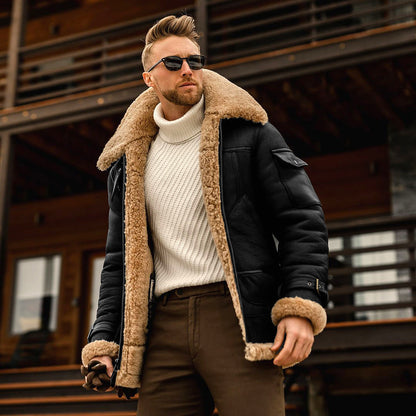 Men’s Military Winter Jacket – Warm Fleece Tactical Coat with Fur Collar