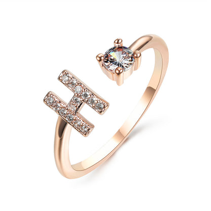 Adjustable Initial Letter Ring for Women – Elegant Fashion Jewelry