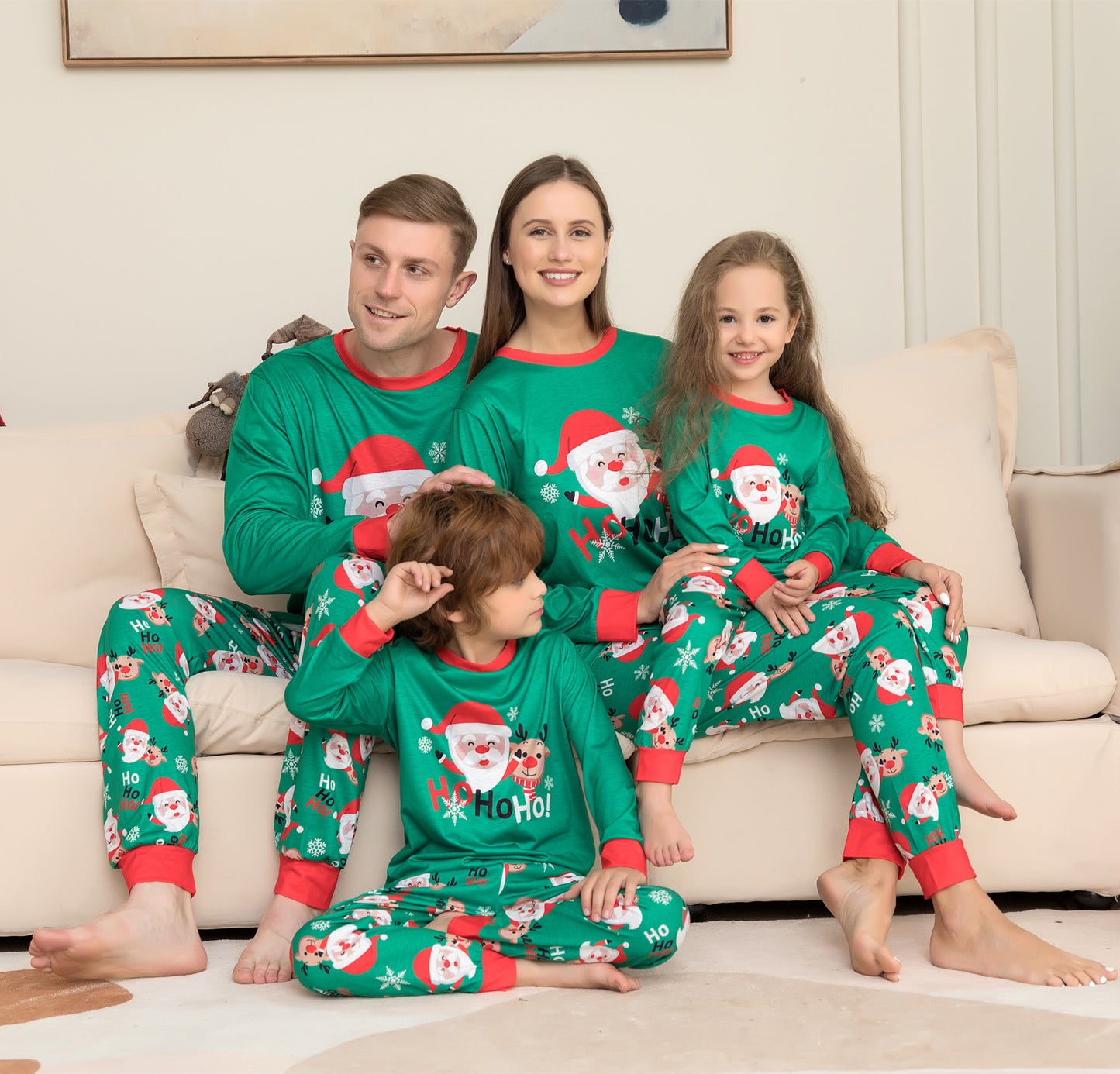 "Family Christmas Pajamas Set Matching Santa Claus Print Sleepwear"