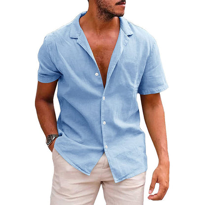 Men’s Casual Short Sleeve Button Down Beach Shirt for Summer