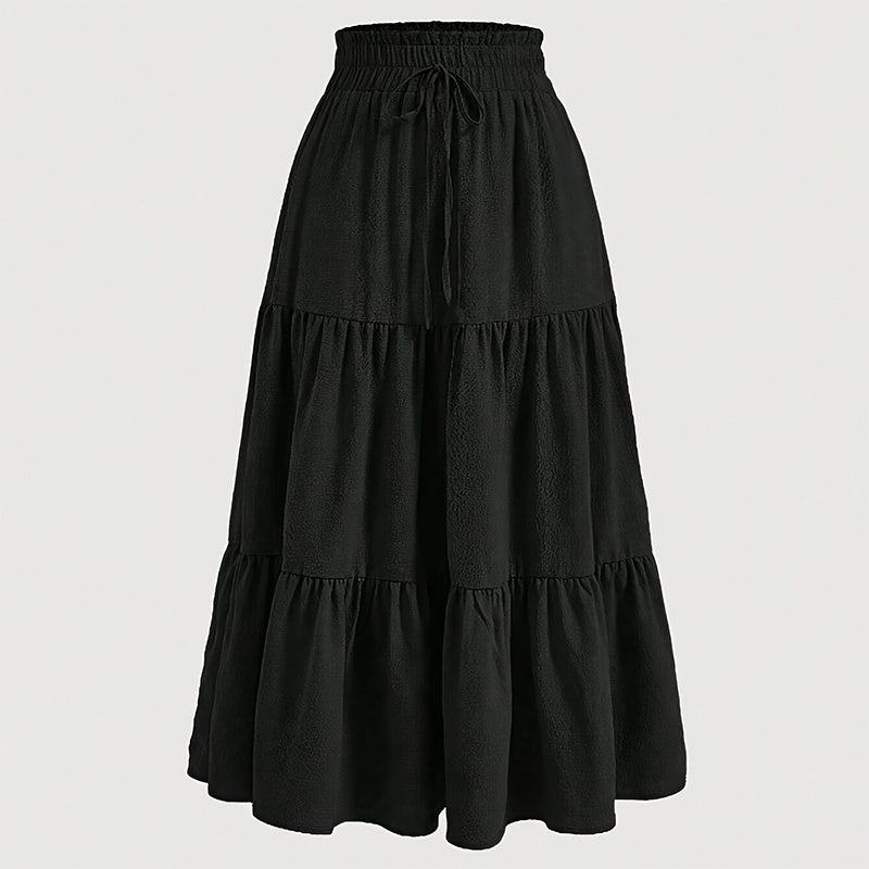 Women’s High-Waist Pleated Midi Skirt with Knot Detail