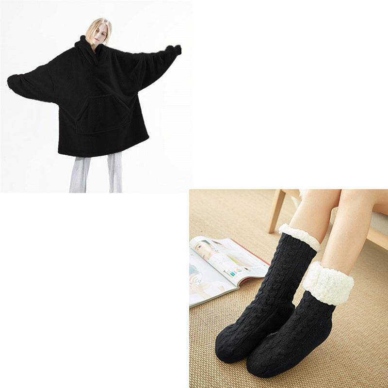 Wearable Blanket Hoodie – Oversized Fleece Sweatshirt with Big Pocket