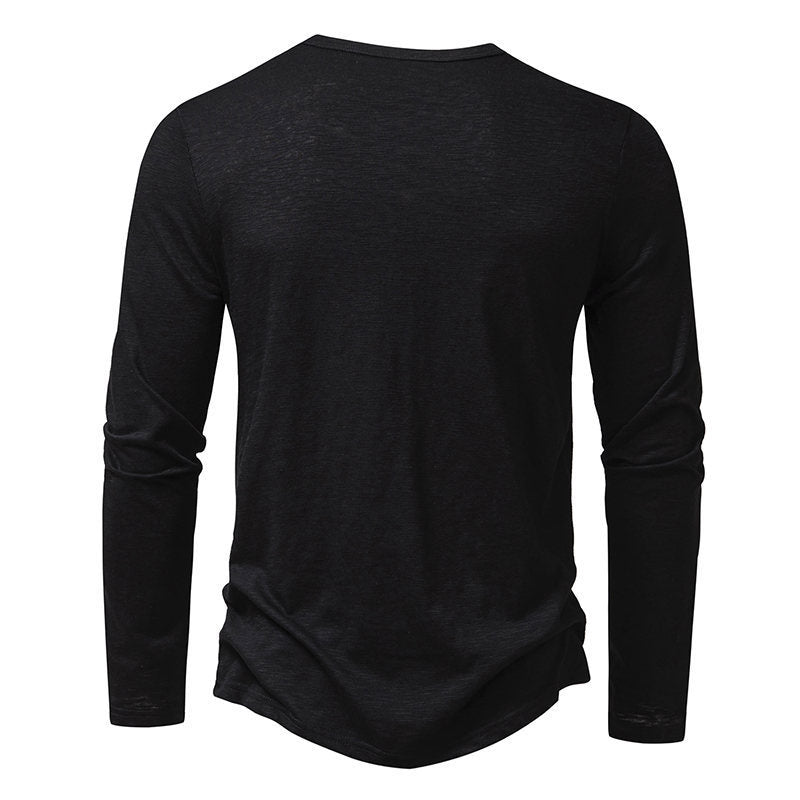 Men’s Solid Color Long Sleeve T-Shirt – Casual Pullover Top
