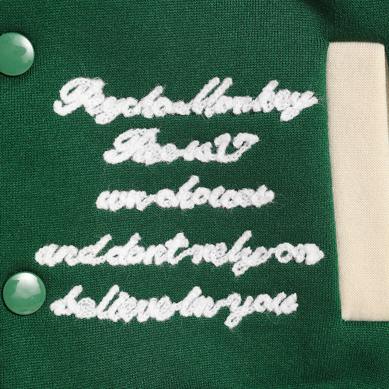 Kids Embroidered Letter Baseball Jacket – Unisex Casual Coat