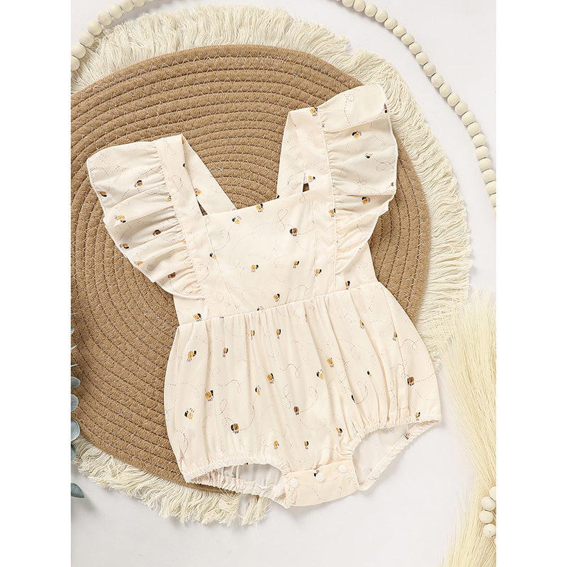 Baby Girl Bee Romper 1st Birthday Outfit Infant Bubble Romper