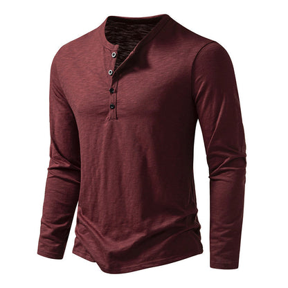 Men’s Solid Color Long Sleeve T-Shirt – Casual Pullover Top