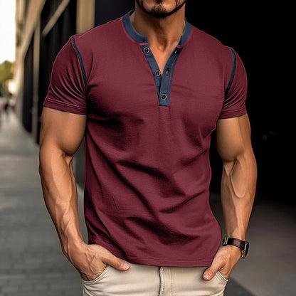 Men’s Fashion Short Sleeve Polo V-Neck Summer T-Shirt