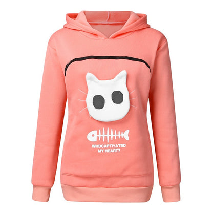 Women’s Hoodie Sweatshirt with Cat Pocket Design