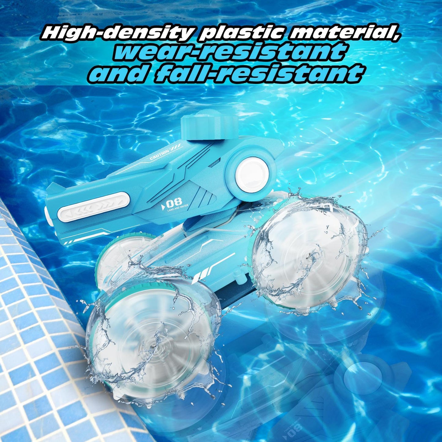 Children's All-terrain Amphibious Tank Remote Control Toy Car With Automatic Water Spray And Lighting Effects.