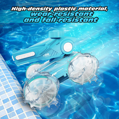 Children's All-terrain Amphibious Tank Remote Control Toy Car With Automatic Water Spray And Lighting Effects.