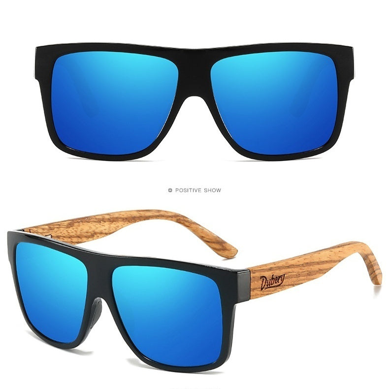DUBERY Cross-border New Arrival Zebra Print Wood Glasses Men Women Black Walnut Polarized Sunglasses D240