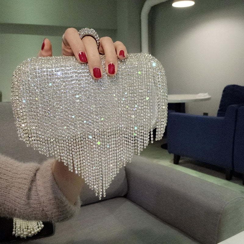 Shiny Diamond Fringed Handbag – Evening Party Bag