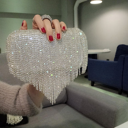 Shiny Diamond Fringed Handbag – Evening Party Bag