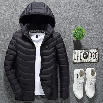 Men's USB Heated Jacket – Electric Thermal Winter Coat with Heating Pads