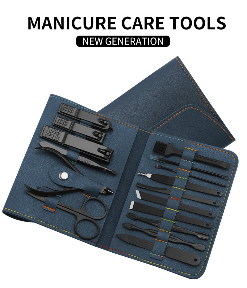 16pcs Nail Grooming Kit – Clippers, Trimmers, Ear Pick & Manicure/Pedicure Tools Set with Storage Bag