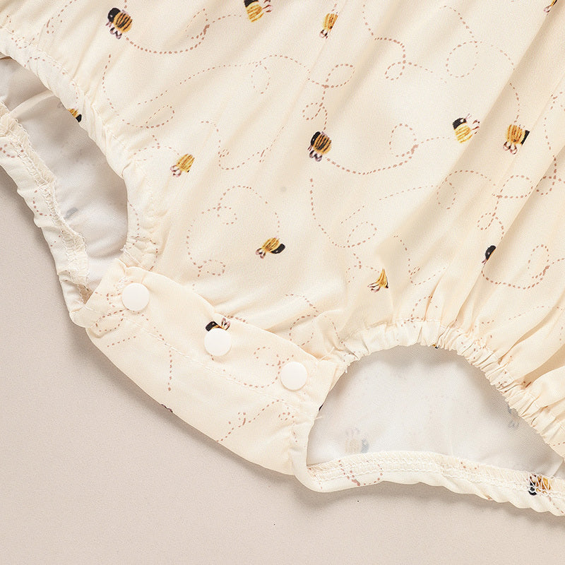 Baby Girl Bee Romper 1st Birthday Outfit Infant Bubble Romper
