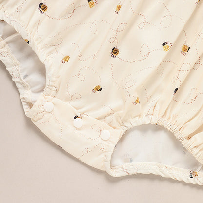Baby Girl Bee Romper 1st Birthday Outfit Infant Bubble Romper