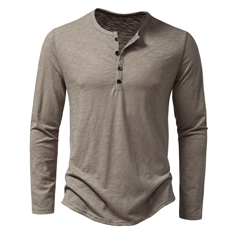 Men’s Solid Color Long Sleeve T-Shirt – Casual Pullover Top