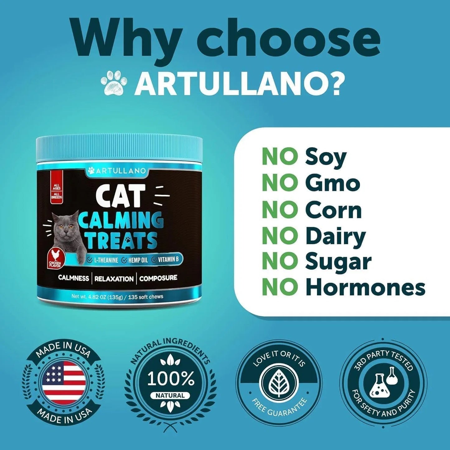 Hemp Cat Calming Treats – Melatonin Soft Chews for Stress & Anxiety Relief in Cats & Kittens