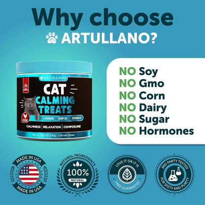 Hemp Cat Calming Treats – Melatonin Soft Chews for Stress & Anxiety Relief in Cats & Kittens