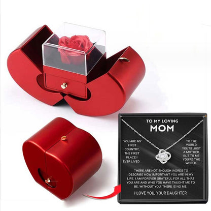 Red Apple Jewelry Box – Eternal Rose Gift for Women