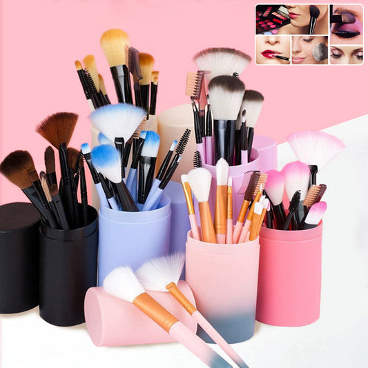 12-Pcs Makeup Brush Set – Blush, Eyeshadow, Eyelash & Highlighter Brushes