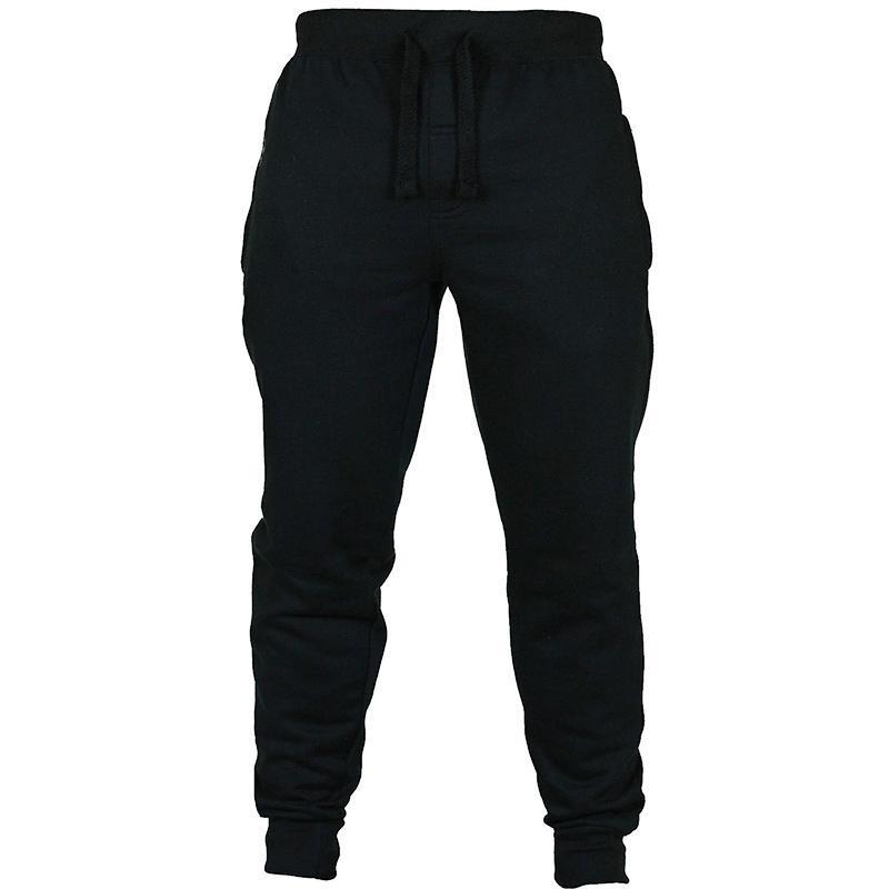 Men’s Solid Color Fleece Pants – Drawstring Casual Joggers
