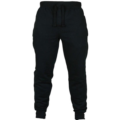 Men’s Solid Color Fleece Pants – Drawstring Casual Joggers