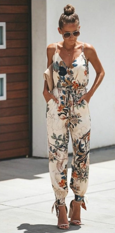 Women’s Floral Print Spaghetti Strap Jumpsuit