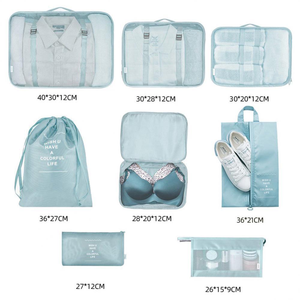8pcs Travel Packing Cubes – Luggage Organizer Set for Clothes, Shoes & Underwear