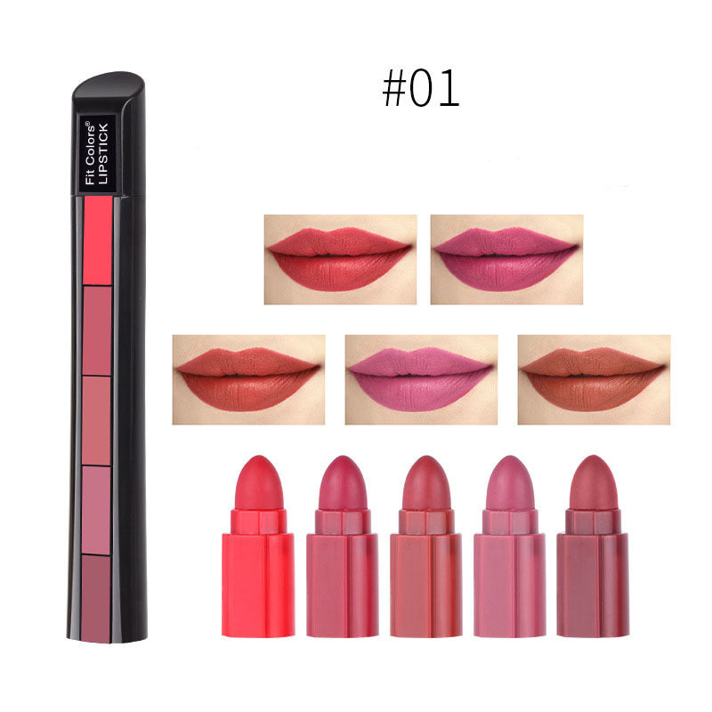 5-Color Matte Lipstick Set – Long Lasting Waterproof Velvet