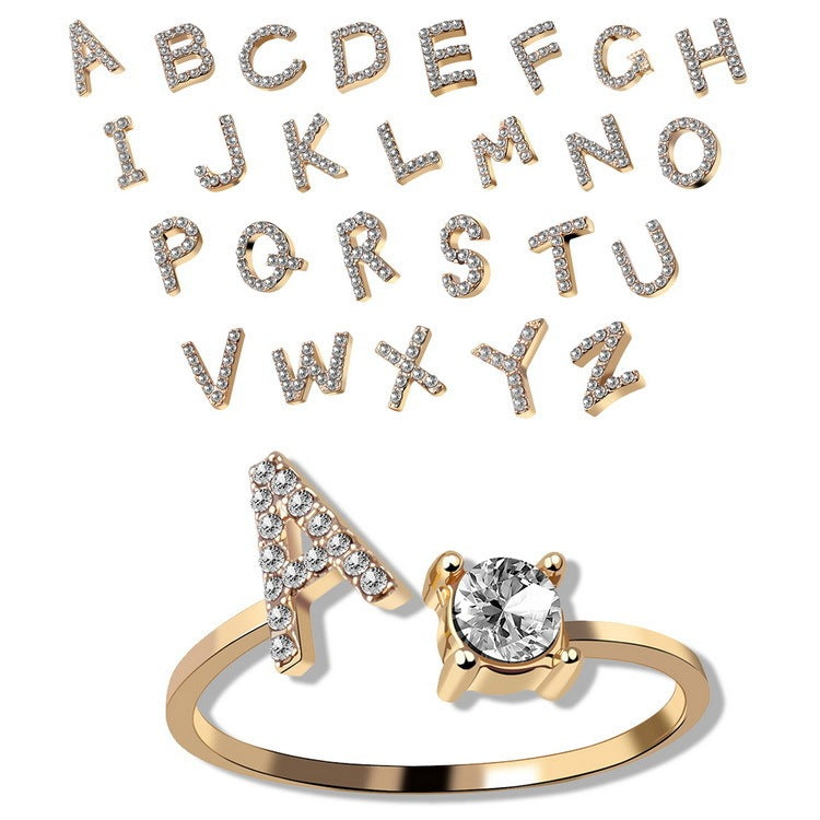 Adjustable Initial Letter Ring for Women – Elegant Fashion Jewelry