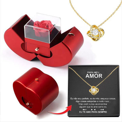 Red Apple Jewelry Box – Eternal Rose Gift for Women