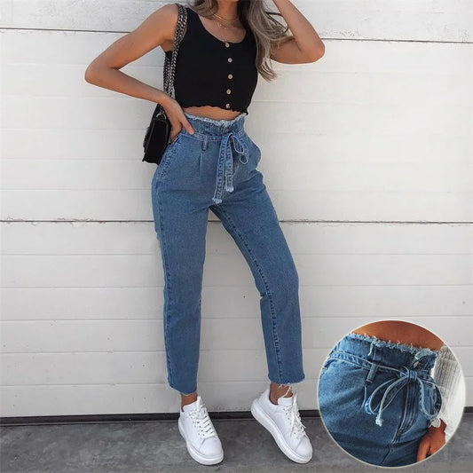 Women’s High-Waisted Washed Pencil Jeans