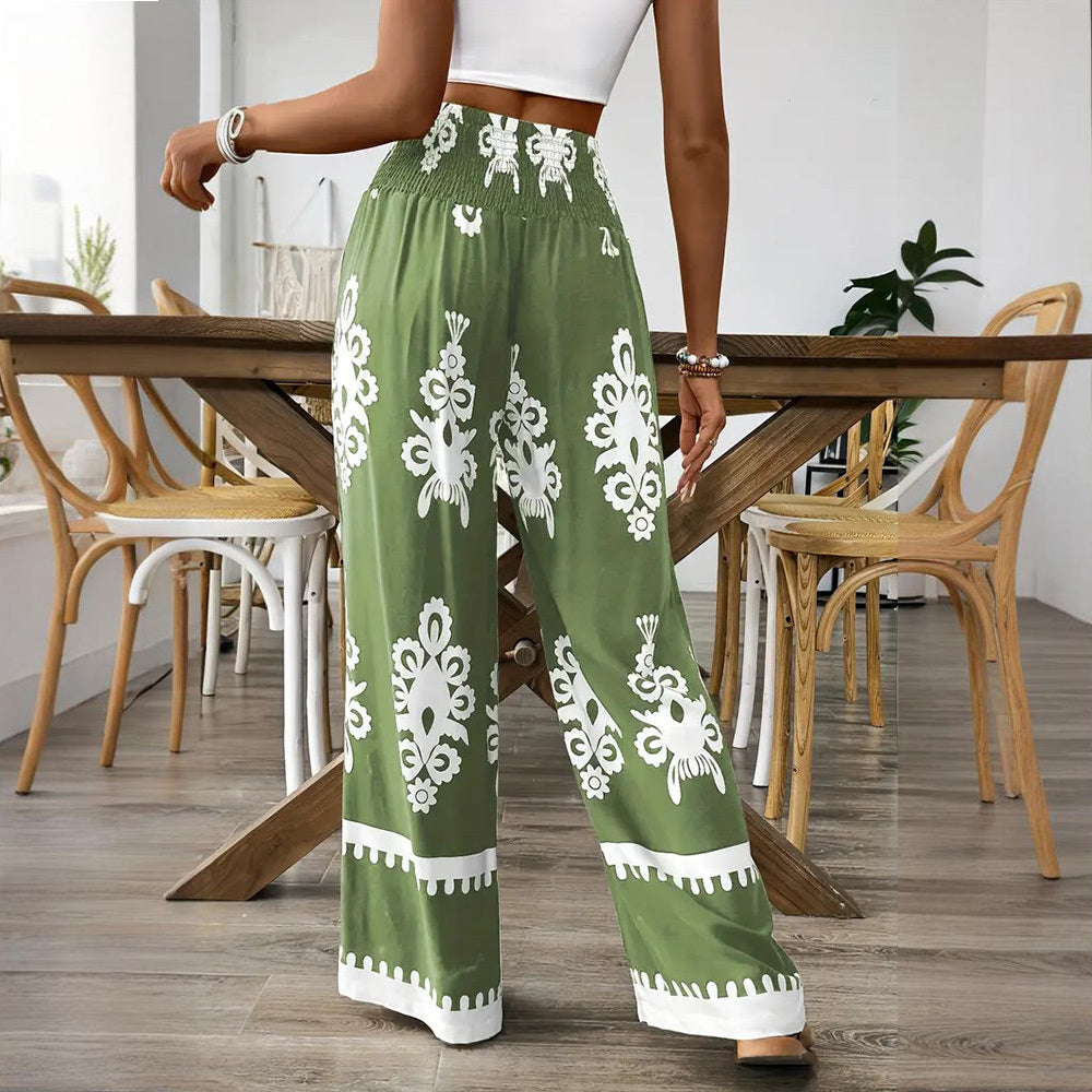 High Waist Wide Leg Pants – Geometric Print