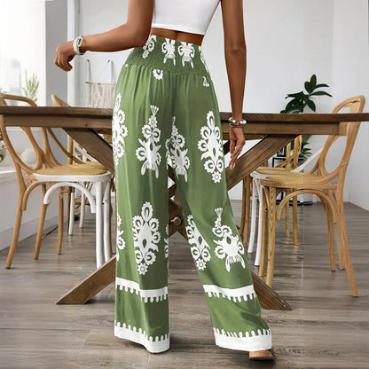 High Waist Wide Leg Pants – Geometric Print