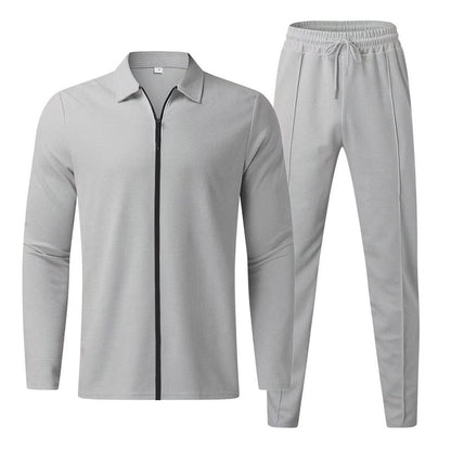 Men’s Casual Sports Set – Zipper Cardigan & Jogger Pants Two-Piece Tracksuit