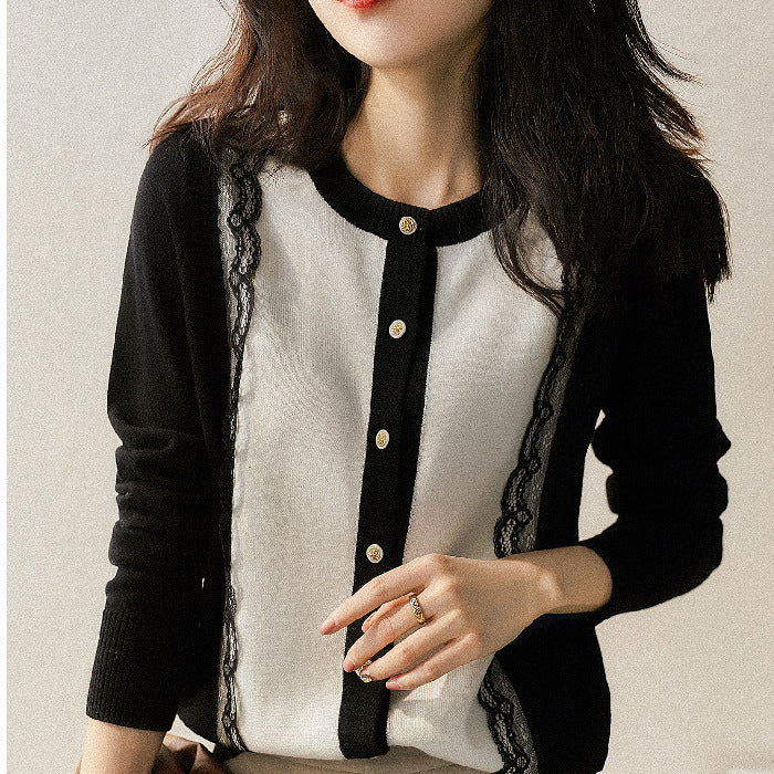 Women’s Slim Lace Patchwork Cardigan