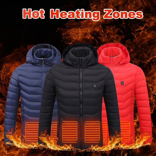 Men's USB Heated Jacket – Electric Thermal Winter Coat with Heating Pads